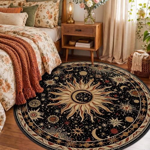 Vacuum-Friendly, Round 4ft Washable Area Rug - Image 2