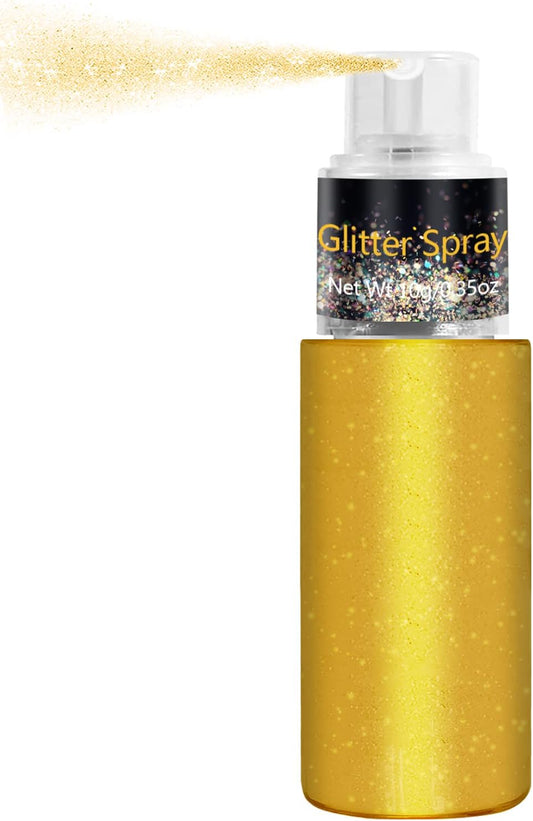 Hair and Body Glitter Spray, Holographic Glitter Highlighter Powder, Face Body Clothes Shiny Glitter, Loose Shimmer Hairspray Festival Rave Prom Accessories, 10g (01# Gold)