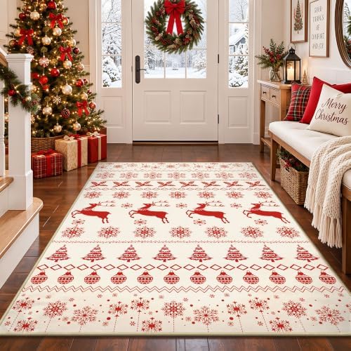 Christmas 4x6 Area Rugs for Entryway, Washable Rug Soft Non-Slip Low Pile - Image 3