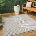 JONATHAN Y Hallie High-Low Curve Gray/Ivory 8x8 Square Indoor/Outdoor Area Rug by JONATHANY