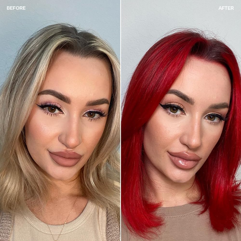 Overtone Daily Color Depositing Conditioner: 8oz Temporary Coloring Conditioner with Shea Butter & Coconut Oil, Refresh Color & Prevent Fading, Vegan & Cruelty-Free, Extreme Red is Ruby Red