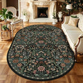6x9 Oval Washable Rug Black Floral Indoor Non Slip Boho Carpet by NakedCloud