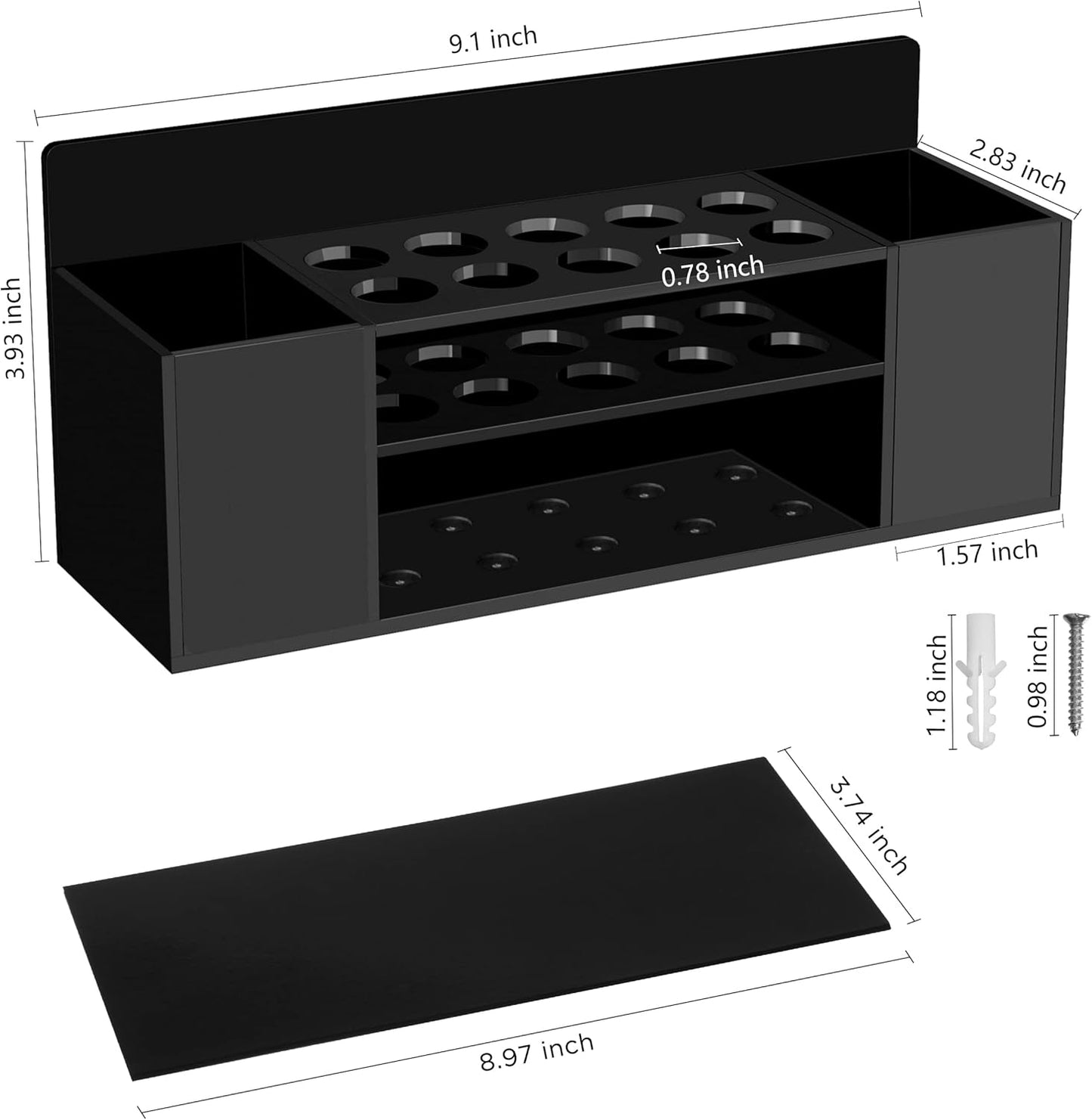 HBlife Acrylic Magnetic Dry Erase Marker Holder for Whiteboard, Wall Mount 10 Slots Magnet Pen Pencil Holder for Fridge Refrigerator, Locker Organizer Accessories for School Classroom Office, Black