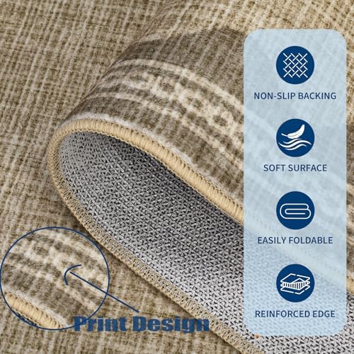 GarveeHome 2x6 Runner Rug for Hallway Washable Kitchen Rugs Non Slip Solid Tan - Image 6