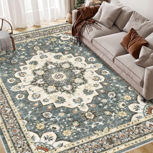 Large 9x12 Area Rug: Non-Slip Rug Vintage Distressed Indoor Accent Rugs - Image 3
