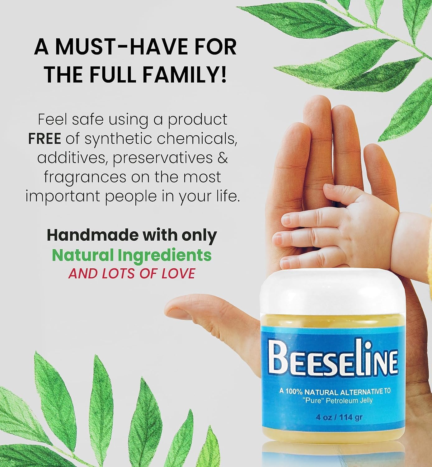 Beesalene Original Unpetroleum - 100% Natural & Hypoallergenic Alternative to Petroleum Jelly - Lips, Hands, Baby, Makeup Remover and More (2 Ounce)