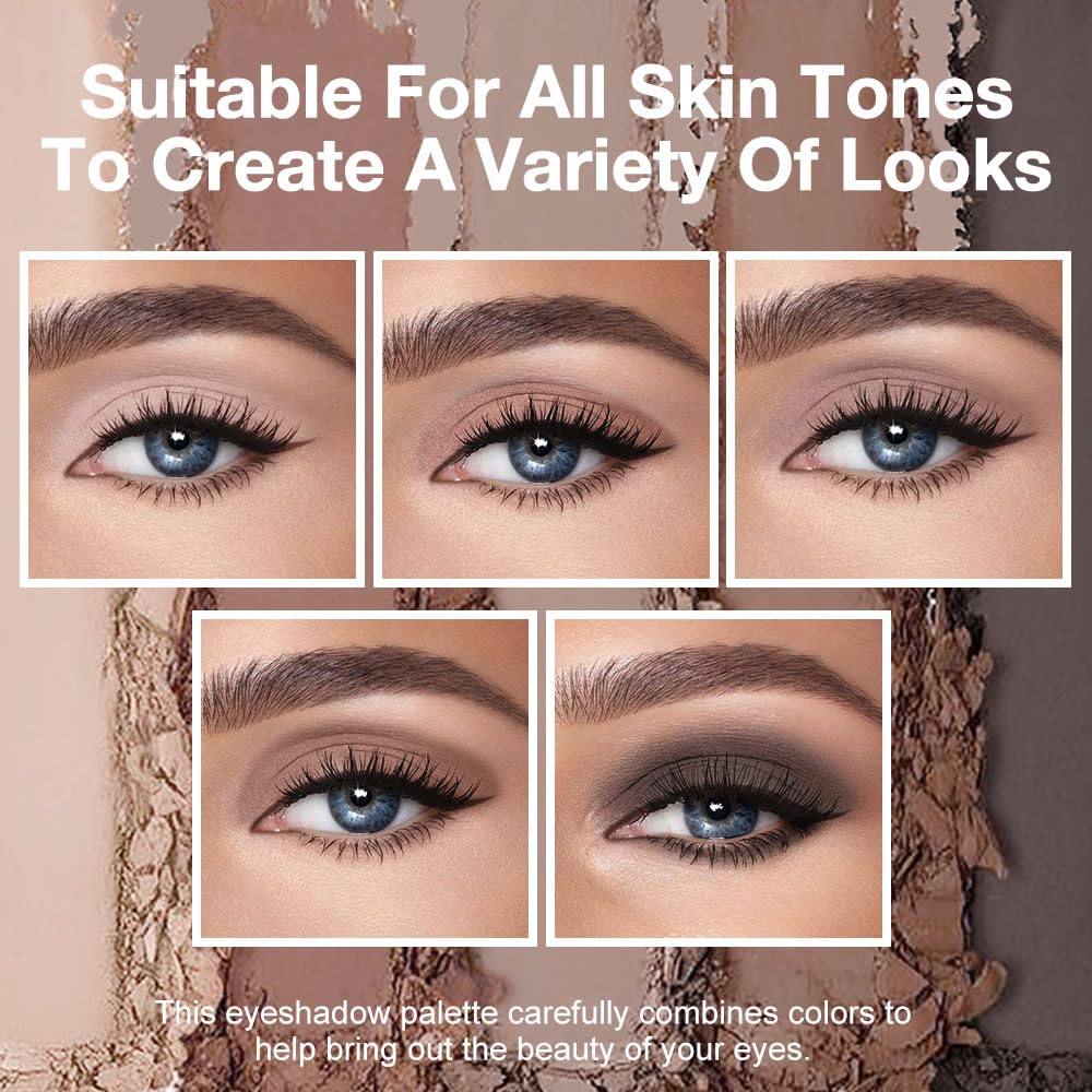 AMY'S DIARY Neutral Nude Brown Eyeshadow Palette Makeup, 5 Colors Cool-Toned Velvety Matte Finish, Nude Taupe Eye Shadows, for Brown Eyes Long Lasting Naturing-Looking (04#)