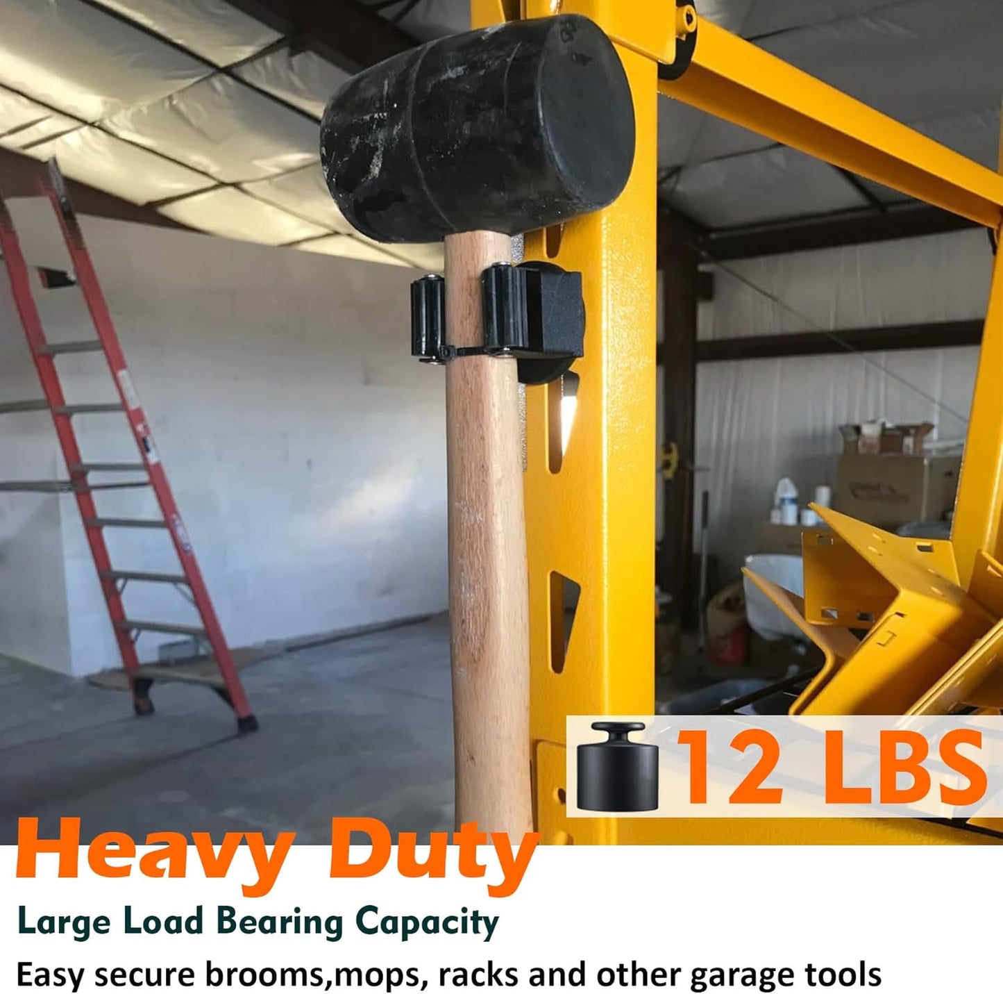 MUTUACTOR Magnetic Broom Holder,4PCS Anti-Slip Magnetic Mount Storage Broom Holders with Rubber Grippers,12lbs Heavy Duty Magnetic Tool Holder for Work Garage Laundry Kitchen RV Van Accessories