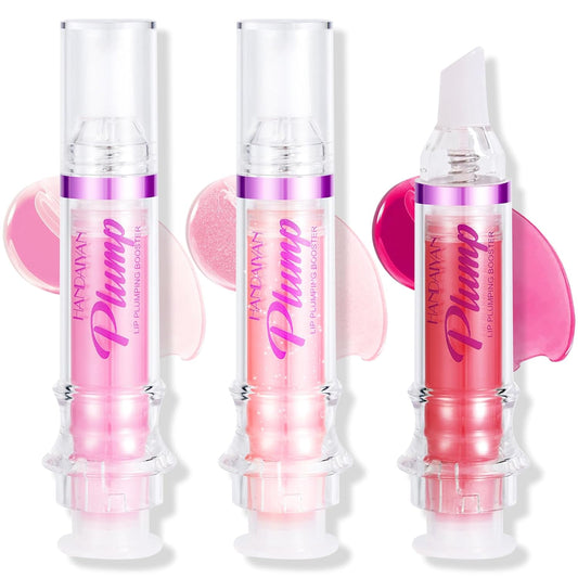 Erinde 3 Colors Lip Plumping Booster, Spicy Lip Plumper Gloss Lip Plumping Oil, Ultra-Hydrating & Nourishing Plump Lip Plumper, Glossy Finish Fuller Natural Lip Gloss for Women Girls
