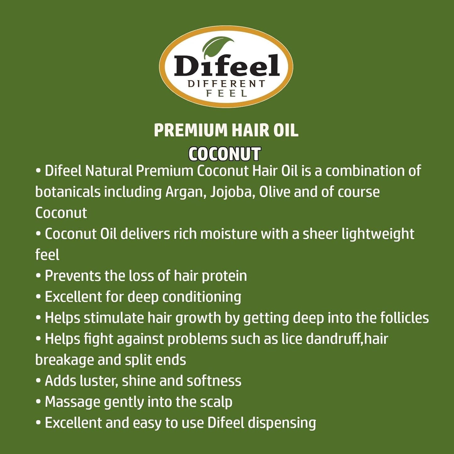Difeel Premium 99% Natural Deep Conditioning Coconut Hair Oil 7.1 ounce