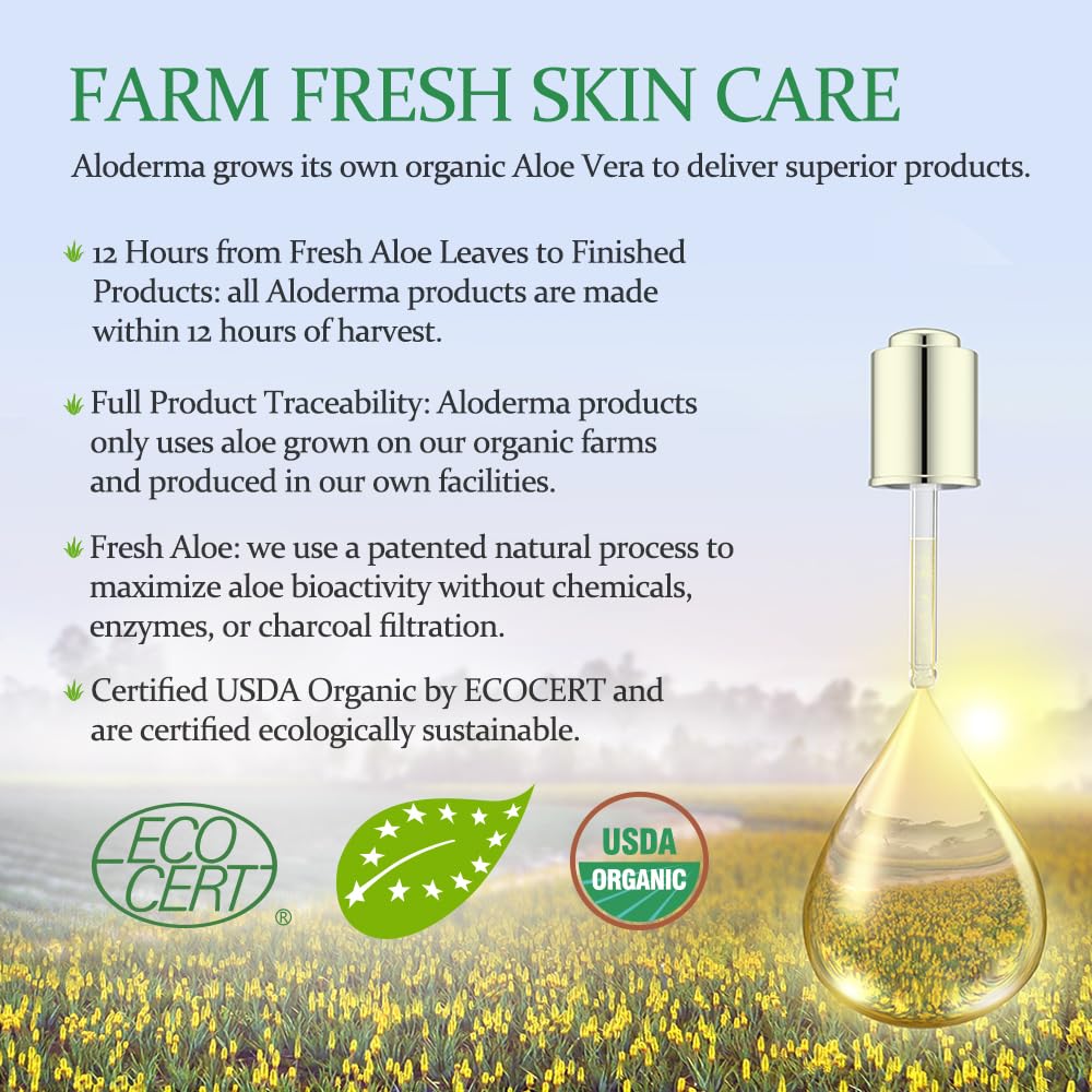 Aloderma Aloe Botanical Hydrating Mist Made with 82% Organic Aloe Vera - Soothing, Moisturizing, Lightweight Facial Spray with Panthenol - Refreshes, Invigorates Skin Throughout the Day, 120ml/4.23Oz