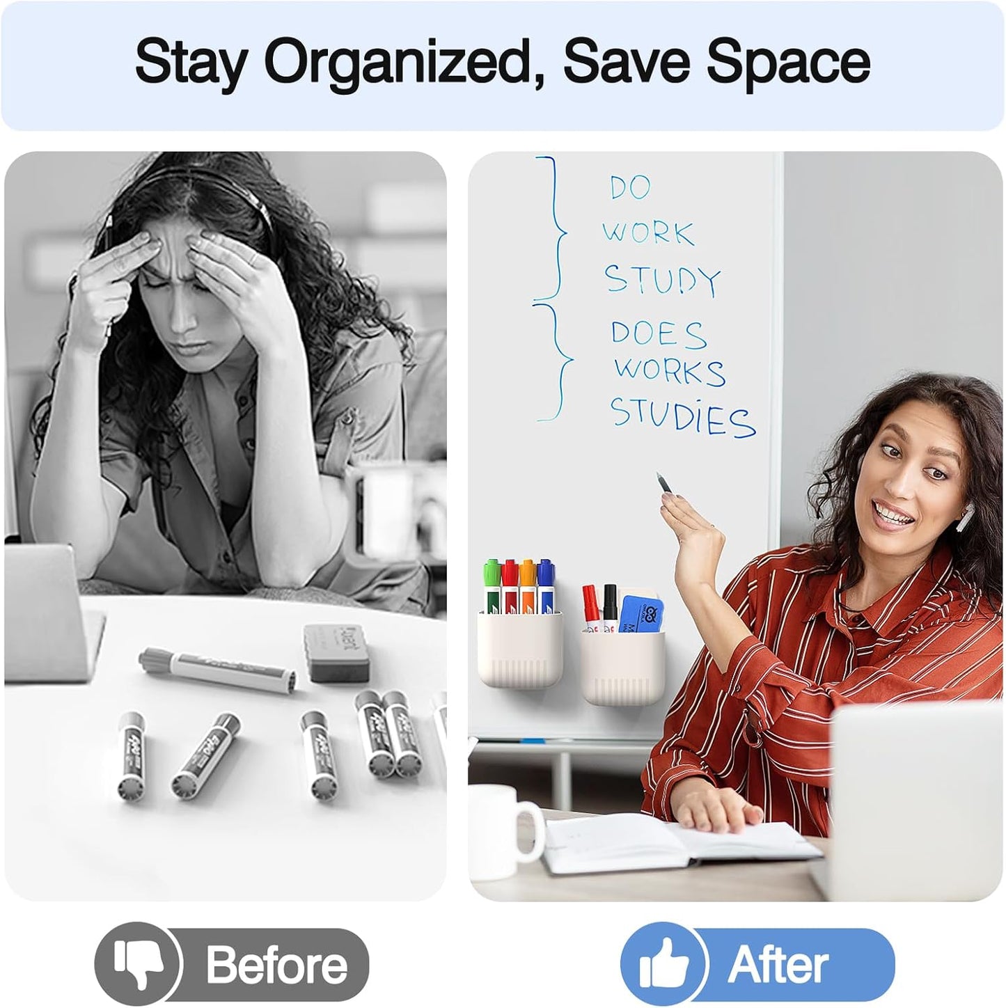 MoKo Magnetic Dry Erase Marker Holder 2Pack, Magnetic Marker Holder for Whiteboard, Pen Case Pencil Storage Organizer for Office, Locker, Refrigerator, White