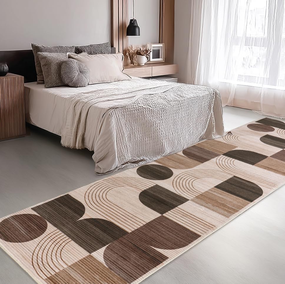 Soft Modern Geometric Abstract Machine Washable 2.7x10 Runner Rug - Image 5