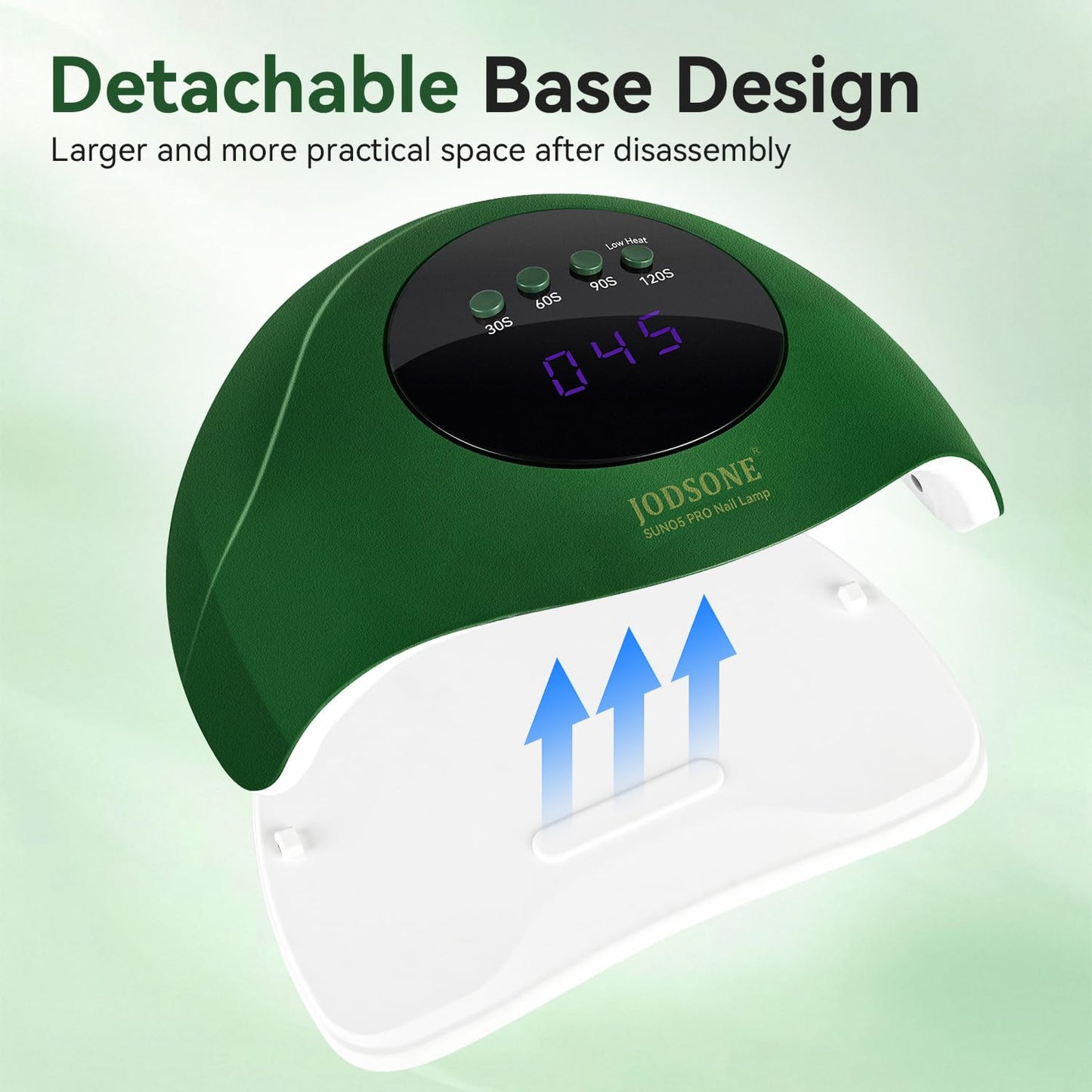 JODSONE U V Nail Lamp LED Gel Nail Dryer Gel Nail Lamp with Auto Sensor and 4 Timers Home Salon Use Nail Tools Green