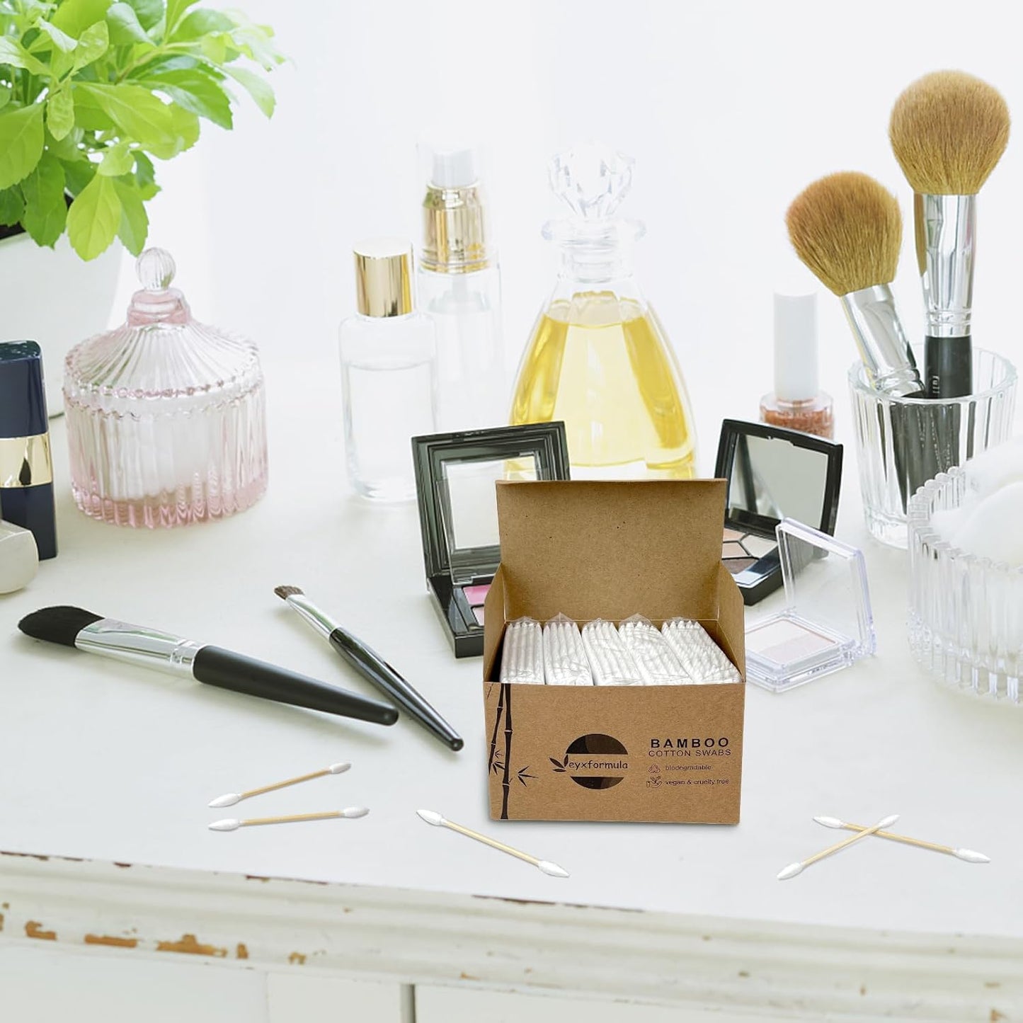 eyxformula 500 Count Pointed Tip Cotton Swabs - Double Precision Tips with Bamboo Sticks - Pointy Cotton Swabs for Makeup & Nail Polish Touch-ups, Cosmetic Application, Art & Crafts, Detailed Cleaning