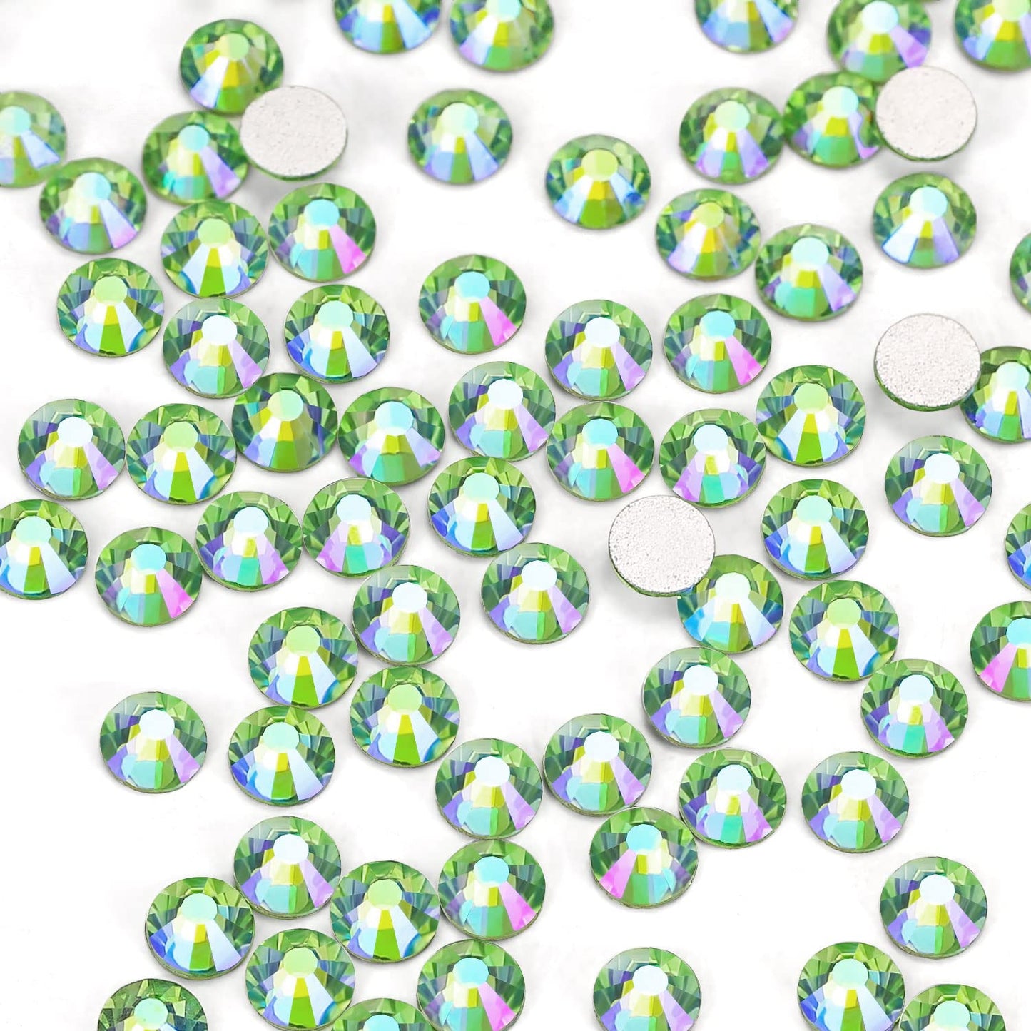 1440Pcs Light-green Ab Crystal Rhinestones,Glass Flatback Rhinestones Gemstones for Nail Face Makeup Art Crafts Clothes Decoration-(SS16,4.0mm,Light-green Ab)