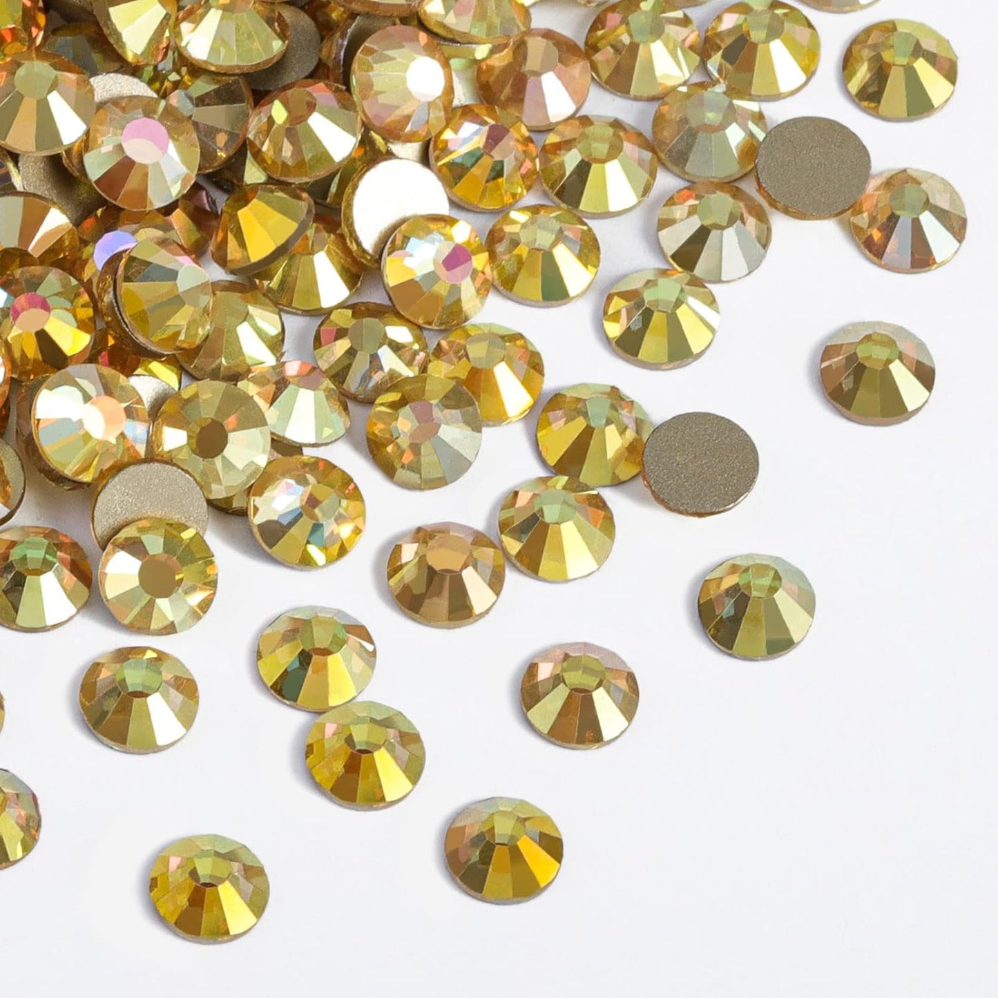 beadsland 1440 Piece Flat Back Crystal Rhinestones Round Gems,1.3mm-6.5mm,Metal Sunlight (SS8(2.3-2.5mm))