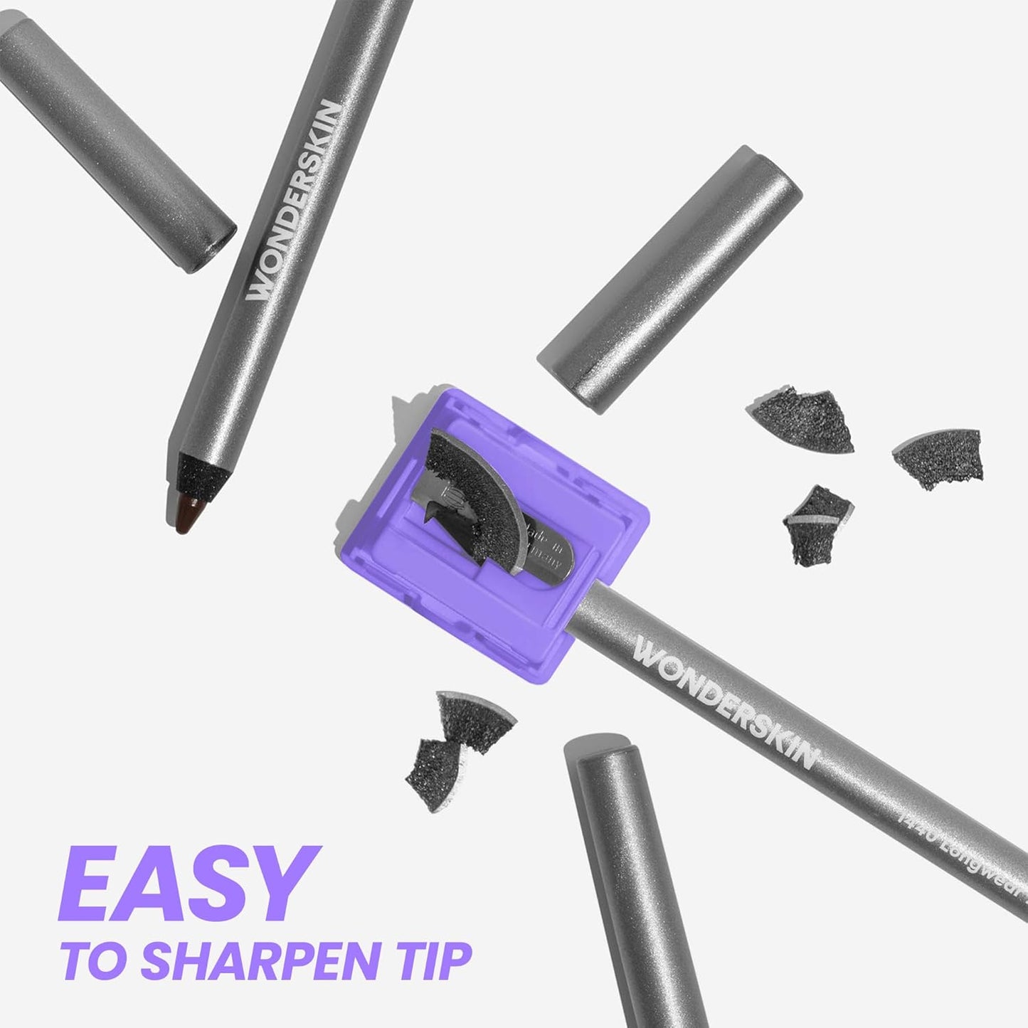 Wonderskin Eyeliner Pencil, 1440 Longwear Brown Glitter Eyeliner Pencil - Waterproof, Sharpenable & Smudge Proof