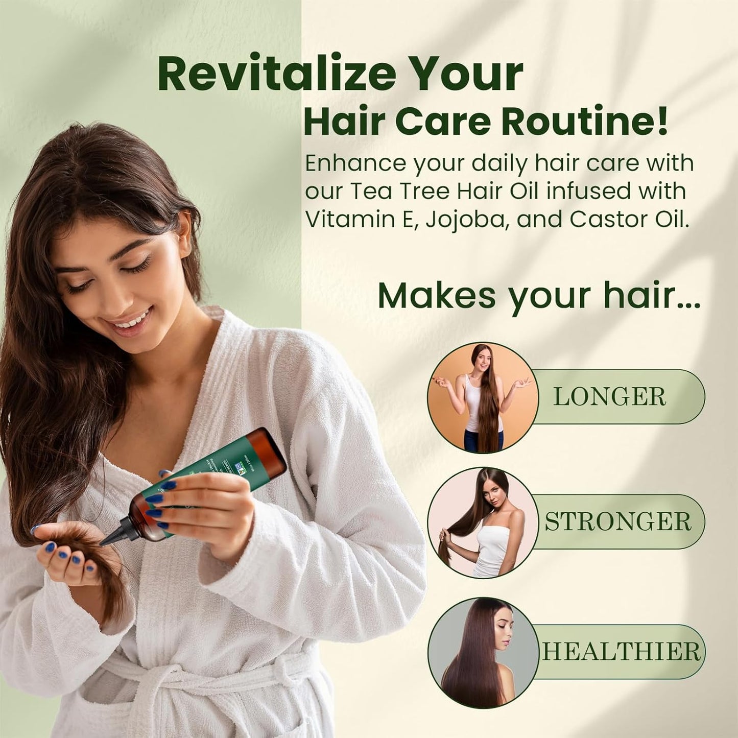 Natural Riches Tea Tree Oil for Hair - Blended with Vitamin E and Castor Oil for Hair Growth - Tea Tree Scalp Treatment for Dry Scalp - Lightweight Scalp Oil for Healthy, Strong Hair - 8 fl oz