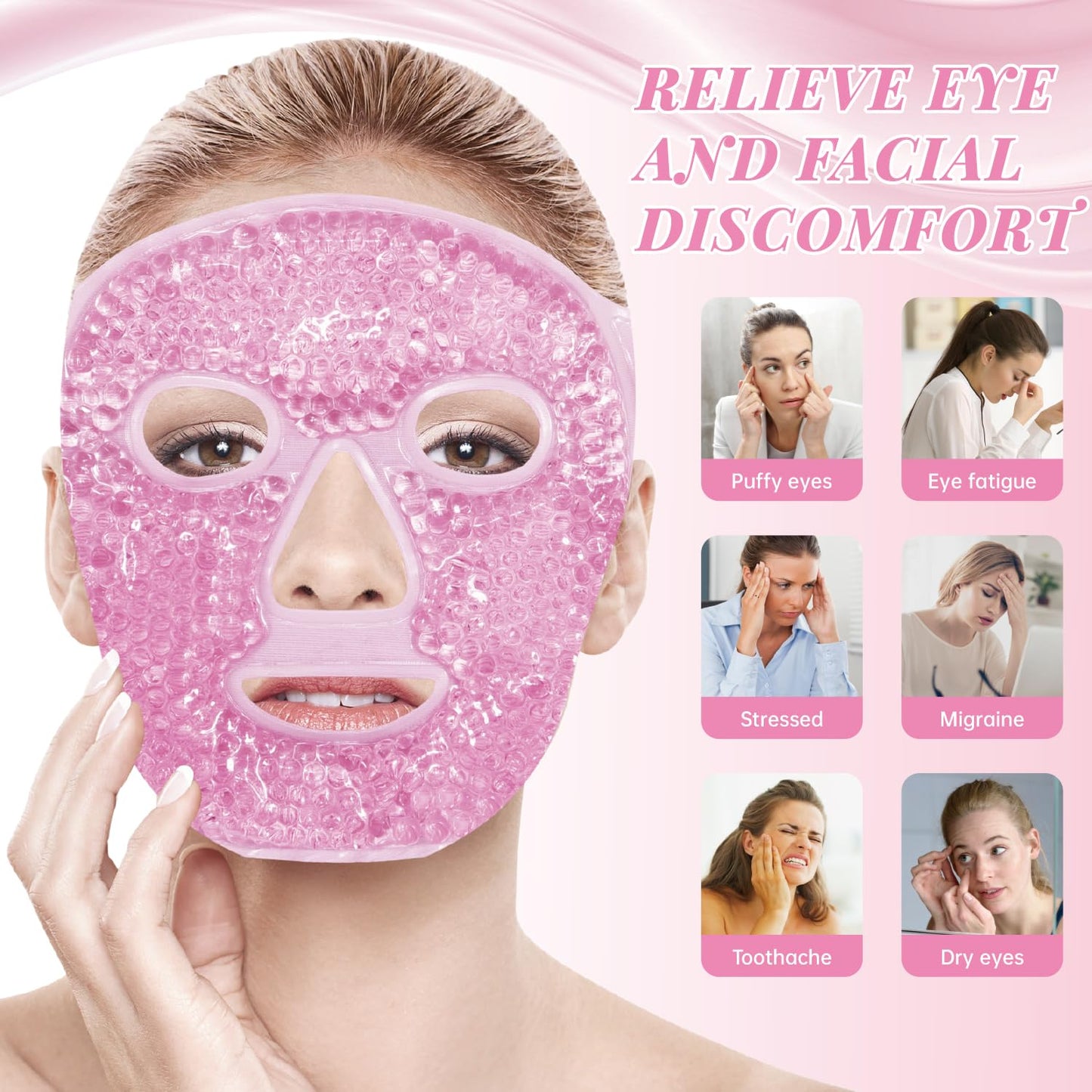 ZNÖCUETÖD Ice Face Roller Facial Jade Roller and Ice Face Mask Cold Cooling Gel Mask Gift Set for Women Face Aging Wrinkles Lifting Firming Puffy Eyes, Eye Face Neck Roller Massager SPA Tools