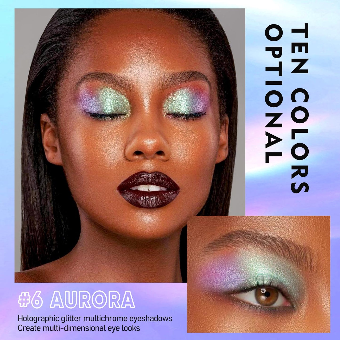 MAKI YIKA 3Pc Glitter Eyeshadow Liquid Multichrome Eyeshadows Long Lasting, Metallic Chameleon Eye Shadow Smudgeproof Holographic Eye Topper Glitters (#1+3+6)