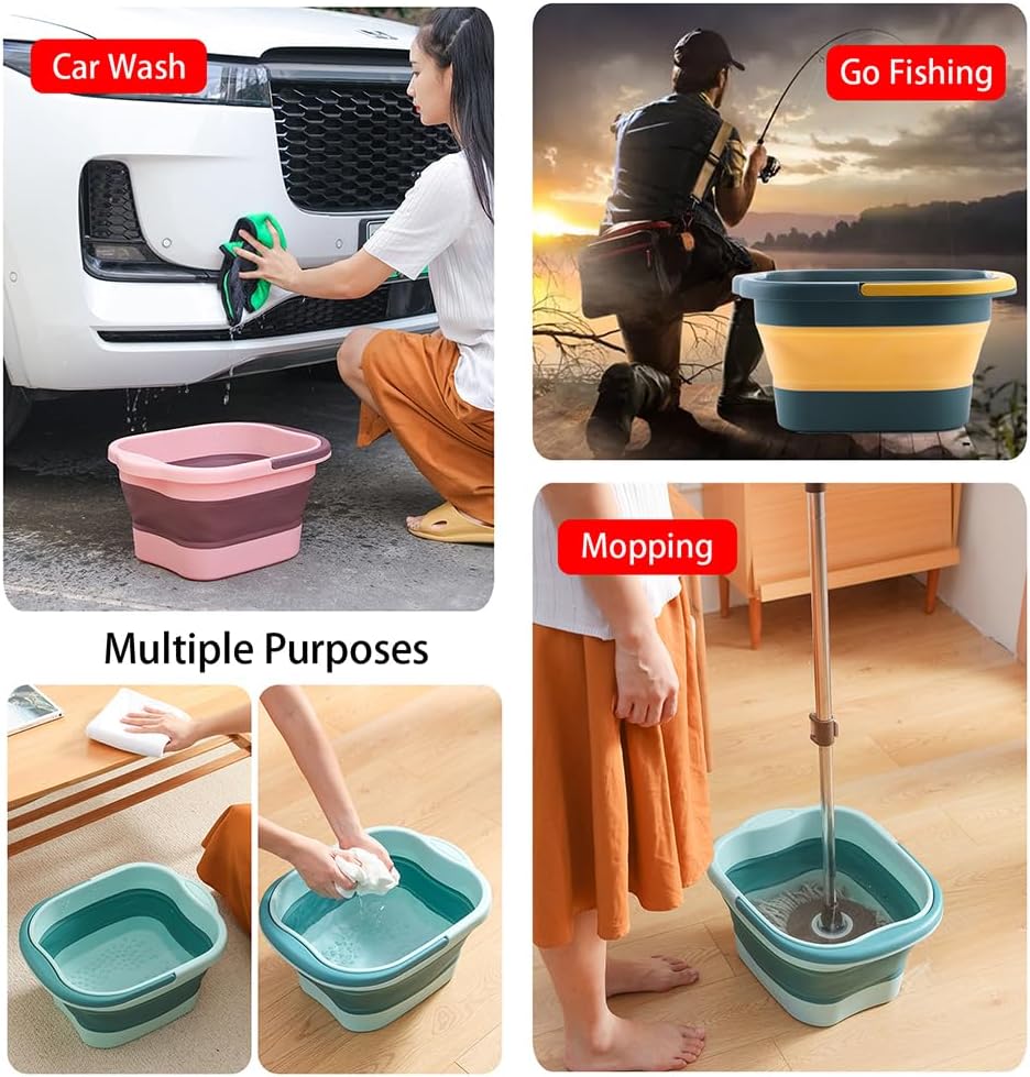 Collapsible Pedicure Foot Spa Bath Massager for Dry Cracked Feet, Feet Soaking Tub with Massage Acupoint, Pedicure Foot Soak Basin Plastic Bucket with Handle(White)