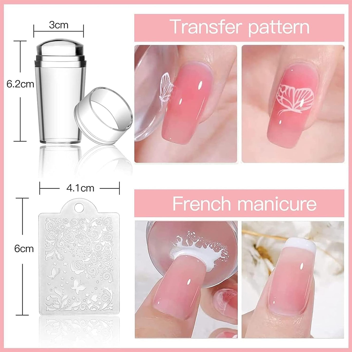 Biutee Nail Stamping Plates Set 8pcs Nail Stamping Polish Gel, 10pcs Nail Stamper Kit with Stamper, Nail Art Plates Set for Women Girls DIY Salon & Home