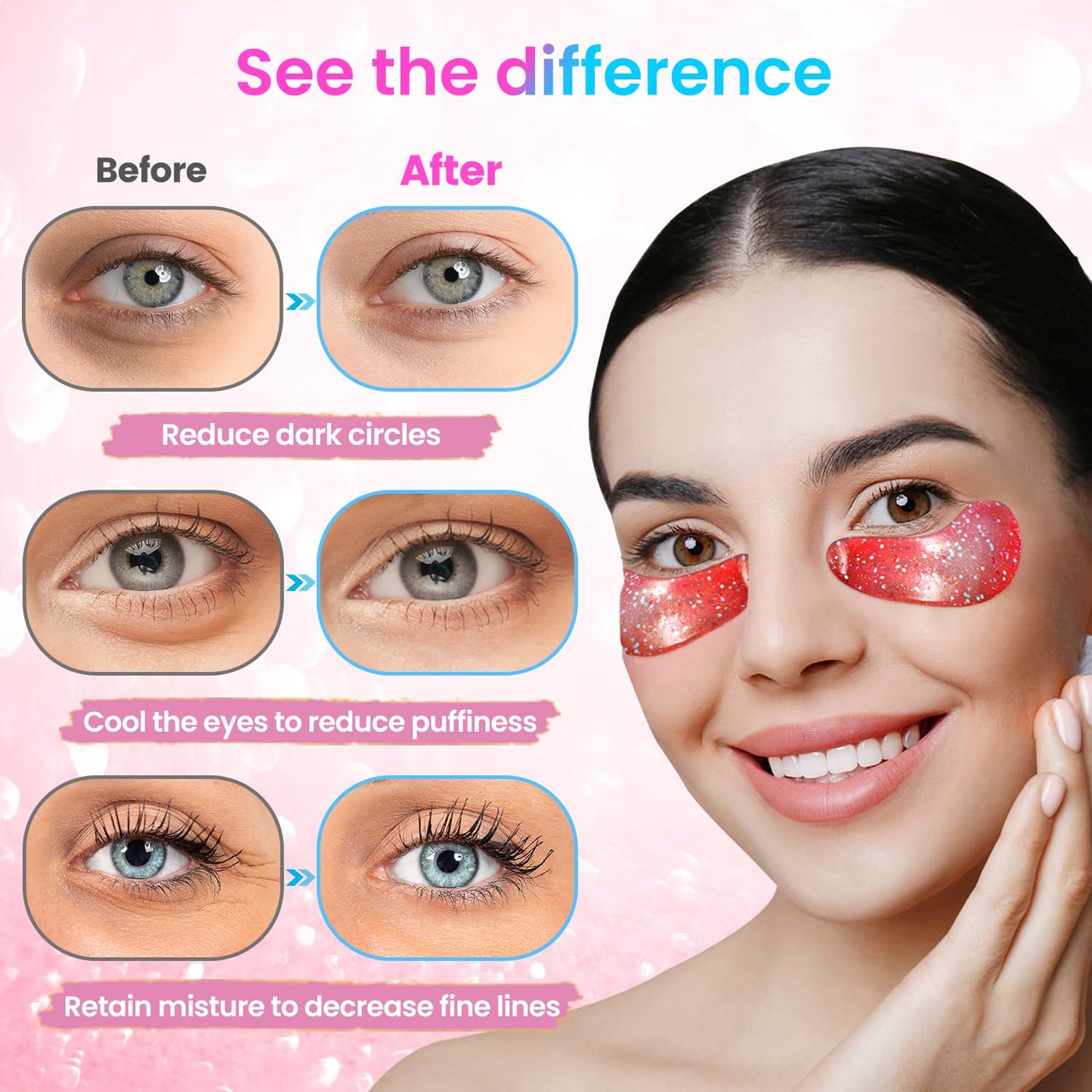 Eye Masks (48 Pairs) - Face Masks Skincare, Undereye Patches for Puffy Eyes, Dark Circles, Wrinkles, Collagen Eye Gels for Bridesmaid - Gifts for Women, Bachelorette Party Favors