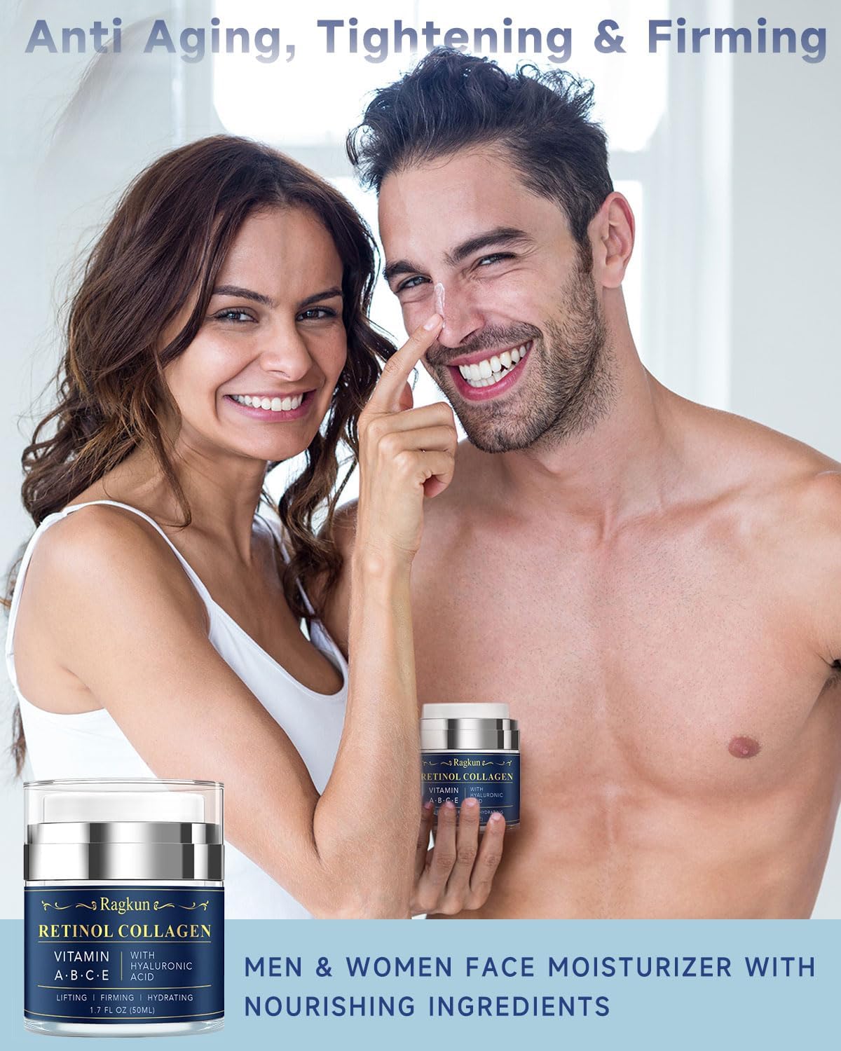 Retinol Cream for Face, Collagen Neck Creams for Tightening and Firming, Anti Aging Facial Moisturizer for Women & Men, and Turmeric & Kojic Acid Pads