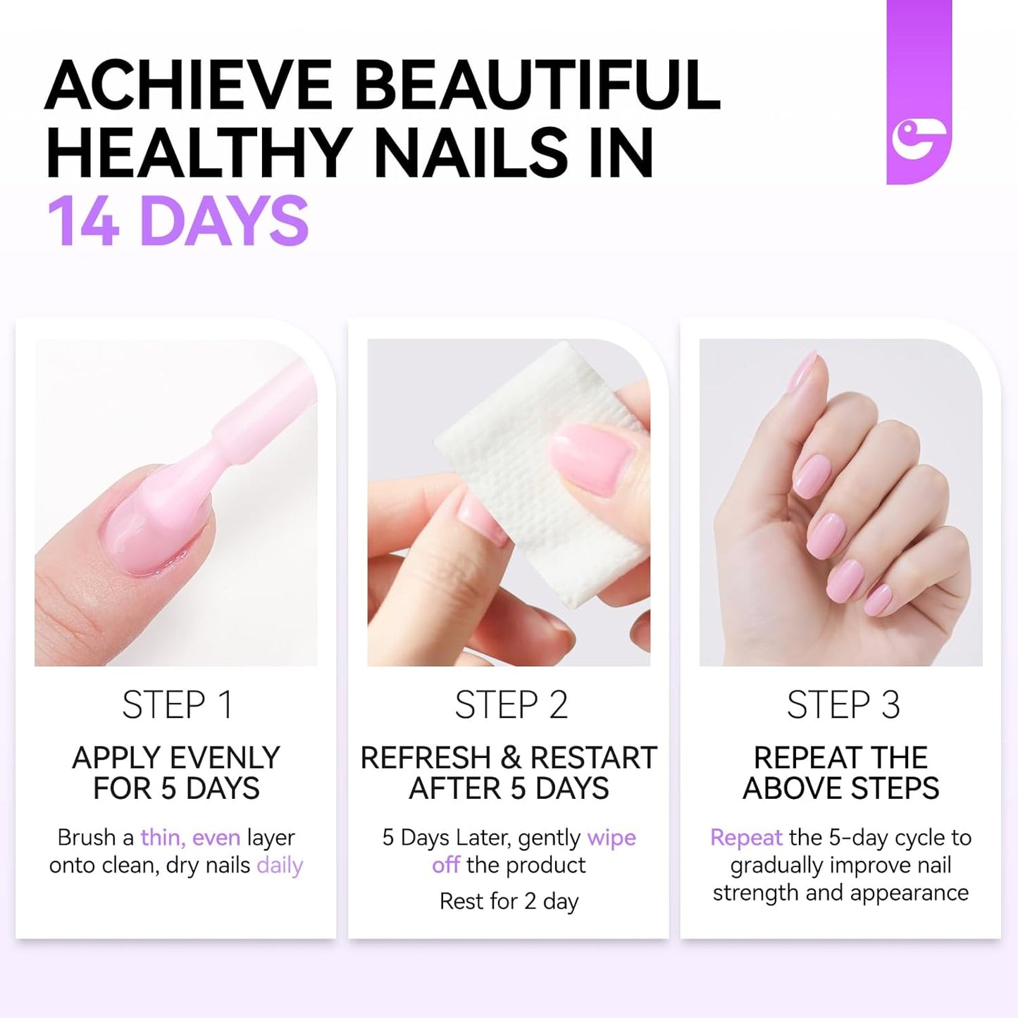 Nail Polish Strengthener and Growth Treatment: Pink 15ml Gelike EC Natural Nail Hardener Extra Strong and Growth - Long Lasting Nail Repair for Damaged Nails - For Daily Work Home Salon