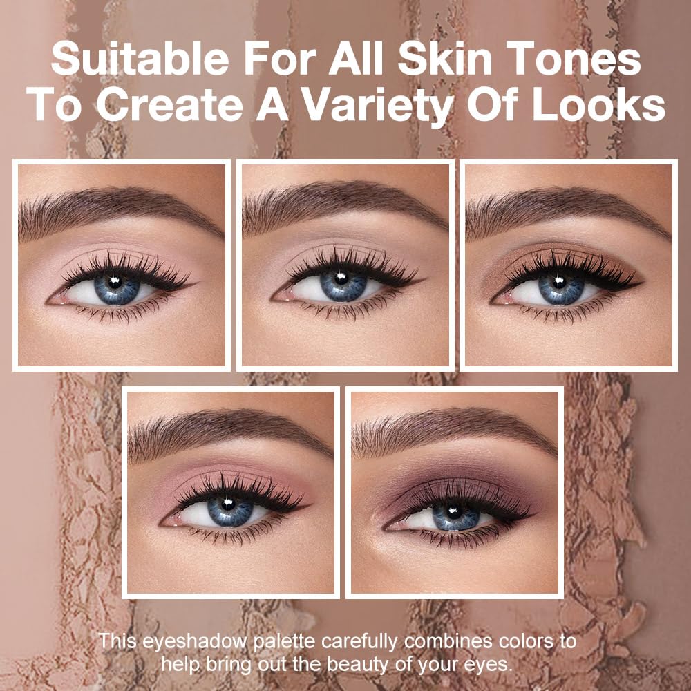 5 Colors Matte Nude Eyeshadow Makeup Palette, Nude Pink Brown Taupe Neutral Matte Smokey Cream Mini Eye Shadow Palette Makeup for Older Women Blue Green Eyes, Contour Make up Palettes sombras de ojos