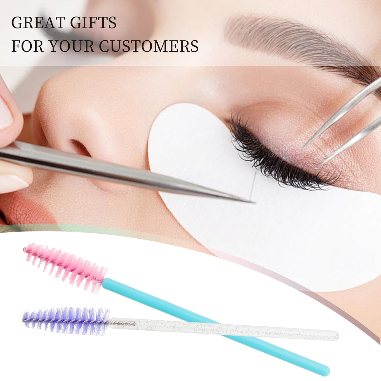 300PCS Disposable Mascara Wands Spoolie Brush Crystal Eyebrow Brushes Eyelash Extension Applicator Makeup Kits(Purple/Blue Pink)