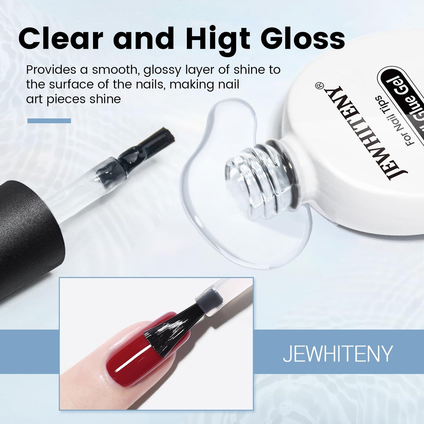 JEWHITENY 10ML Top Coat Nail Polish High Gloss Shine Finish No Wipe No Dip Long Lasting Gel Nail Polish Professional DIY Need U V Lamp Curing