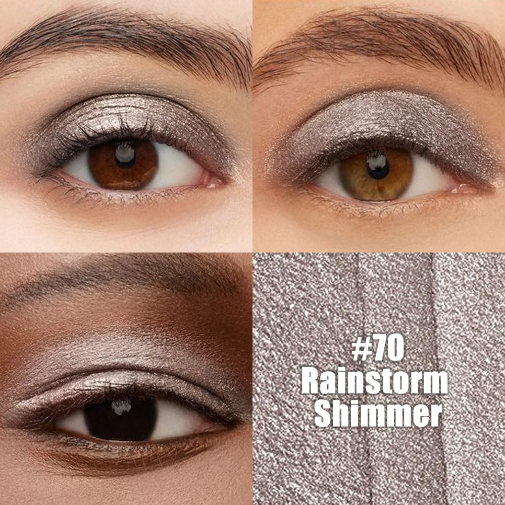 evpct Silver Grey Shimmer Cream Eye Shadow Sticks Brightener Pencil for Women, Silver Grey Silky Eyeshadow Applicator Stick Pen Waterproof, Blendable Crease-Proof Stick Eyeshadow Shimmer Eye Makeup 70