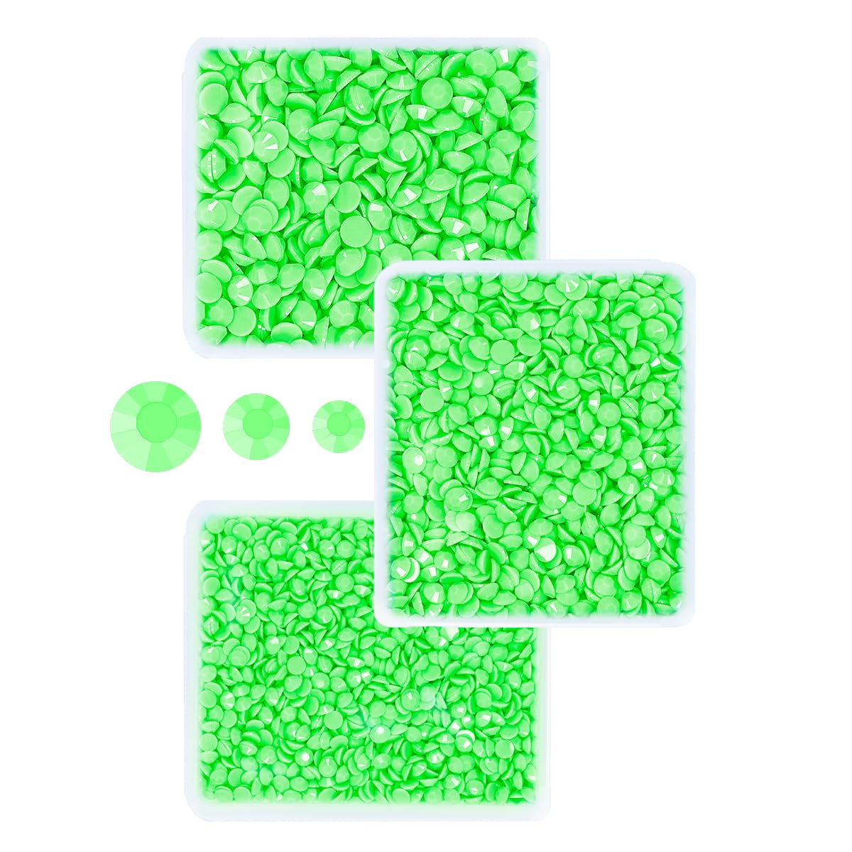 3mm 4mm 5mm 3 Boxes Pure Light Green Resin Rhinestones for Bedazzling Crafting Flatback Jelly Stones Bulk Diamonds Gems for Nails Face Eyes Makeup Tumblers Bottles Crafts Clothes Shoes Phones