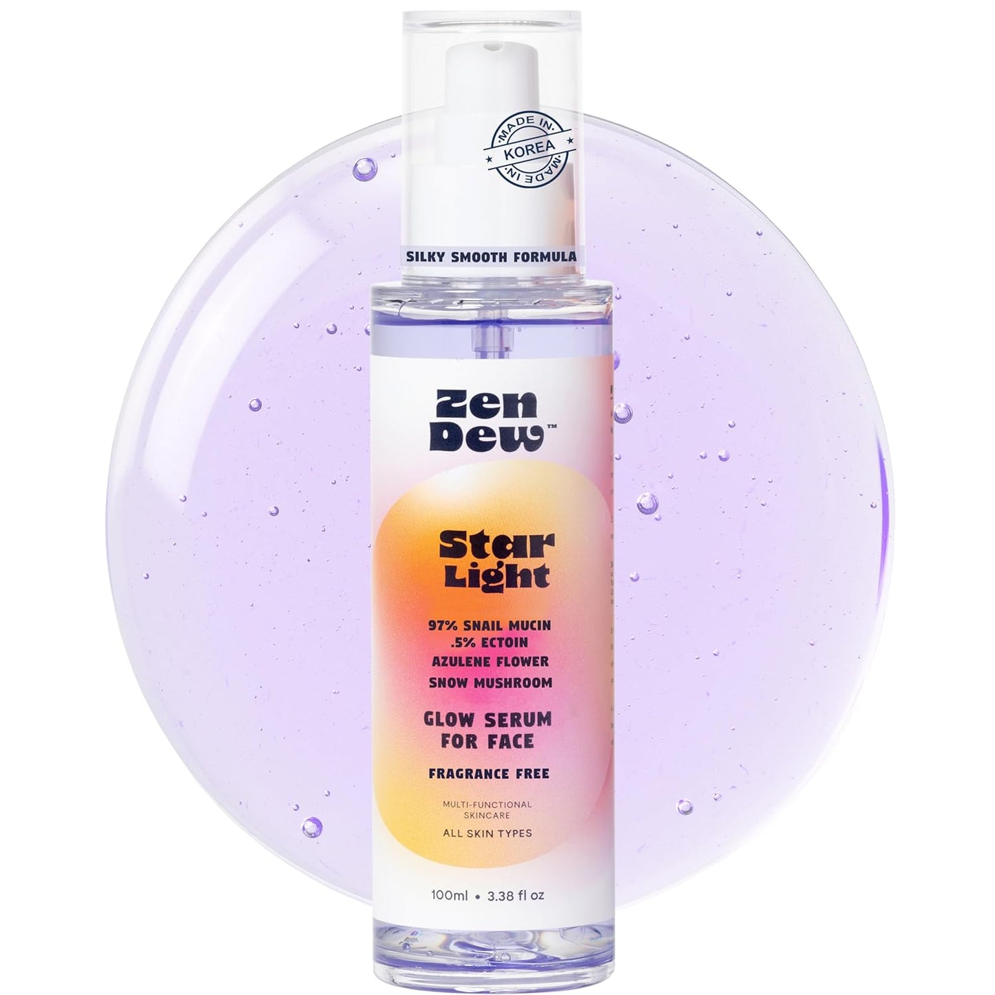 Star Light Snail Mucin Face Serum with Blue Light Skin Defense, 3.38 Oz – Silky Smooth Korean Glow Serum that Restores Moisture and Leaves Skin Brighter, Plumper, Soothed and Smooth