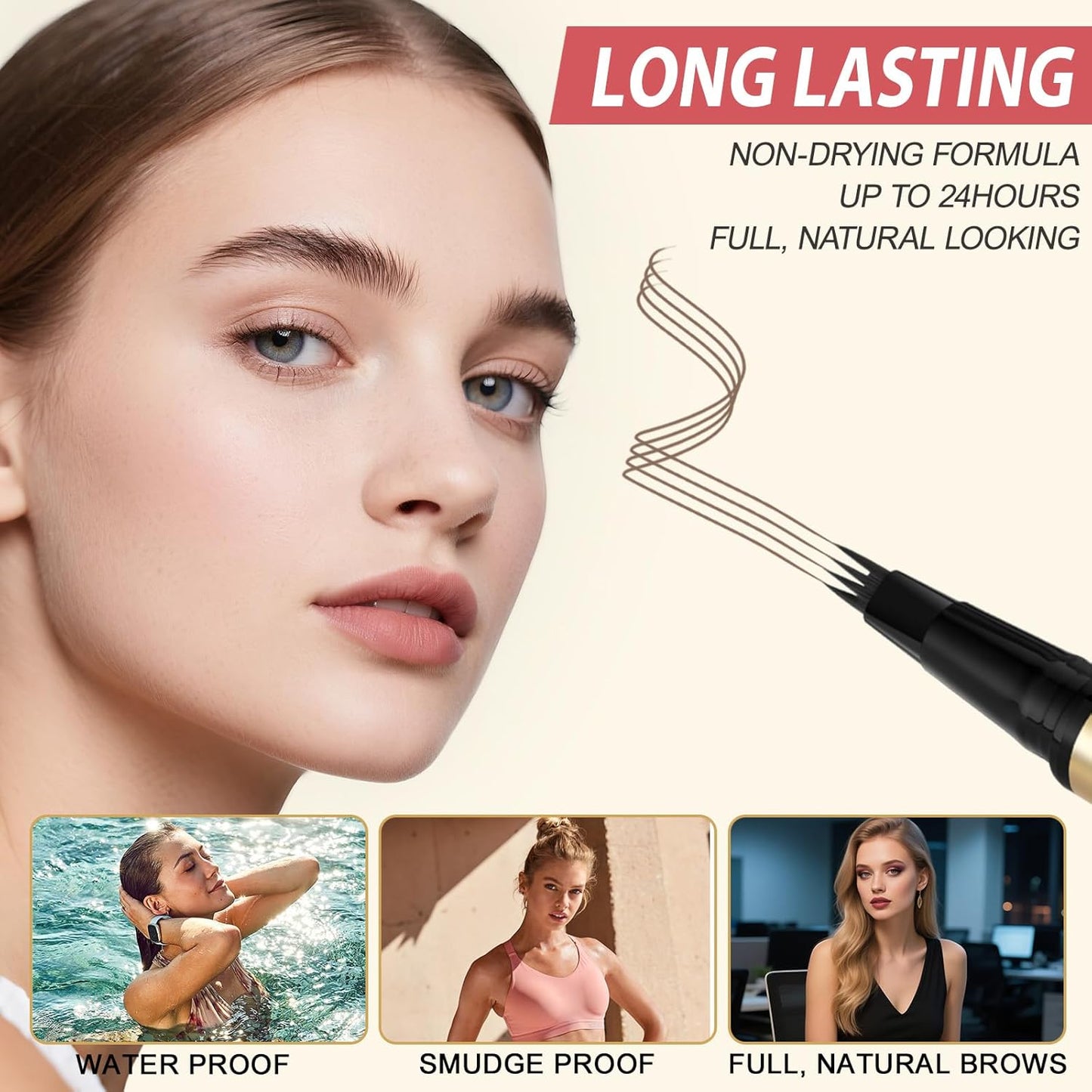 Eyebrow Pen Kit, with Microblading Eyebrow Pen, Eyebrow Gel, Eyeliner, Eyebrow Brush, Eyebrow Pencils for Women, Waterproof, Smudge Proof, Long Lasting Makeup Formula - Blonde