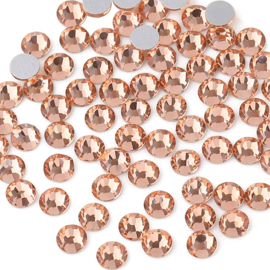beadsland Flat Back Crystal Rhinestones Round Gems for Nail Art and Craft Glue Fix,Champagne (6.4-6.6mm) SS30/288pcs