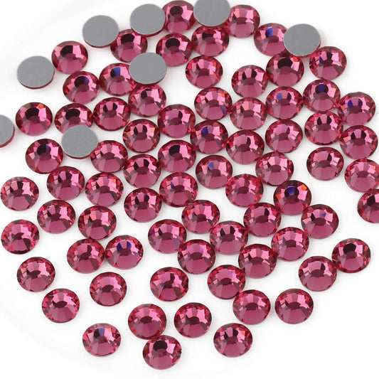 Beadsland 2880pcs Flat Back Crystal Rhinestones Round Gems for Nail Art and Craft Glue Fix,Rose,SS4,1.5-1.7mm