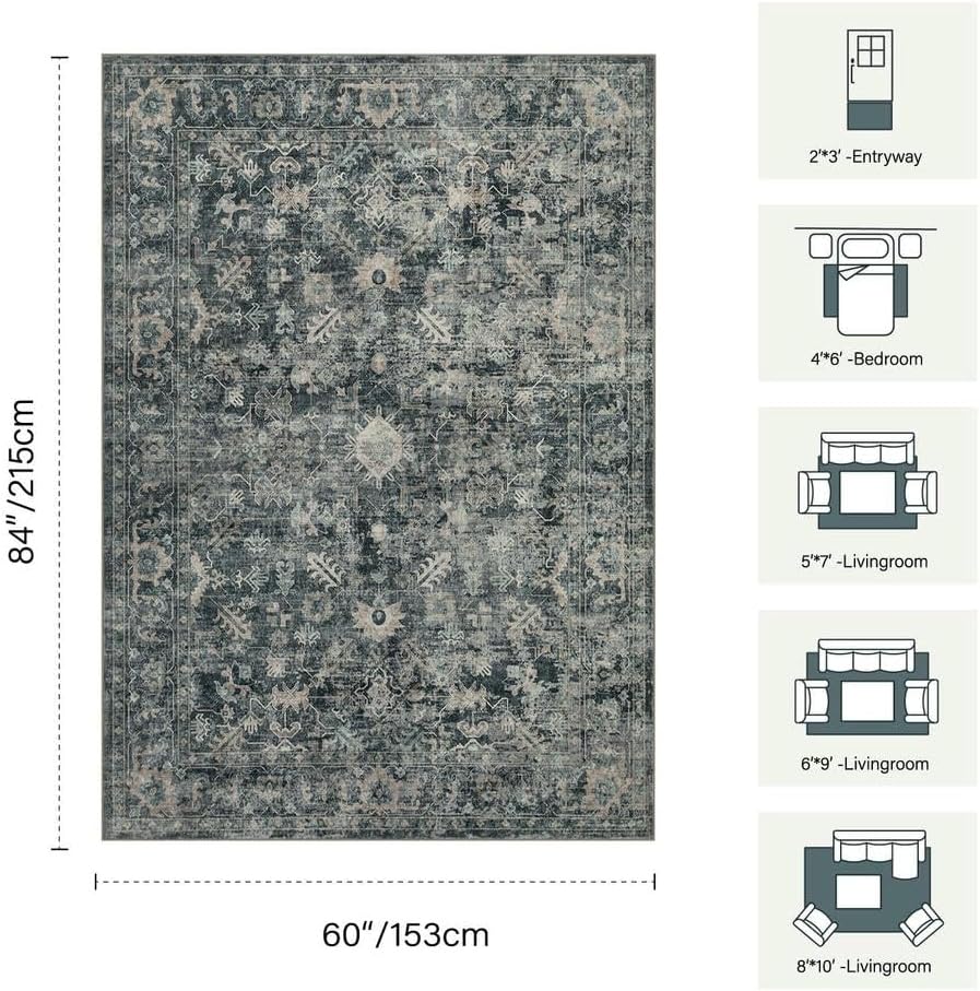 Rugxara Area Rugs 5x7 Washable Rug - Image 2
