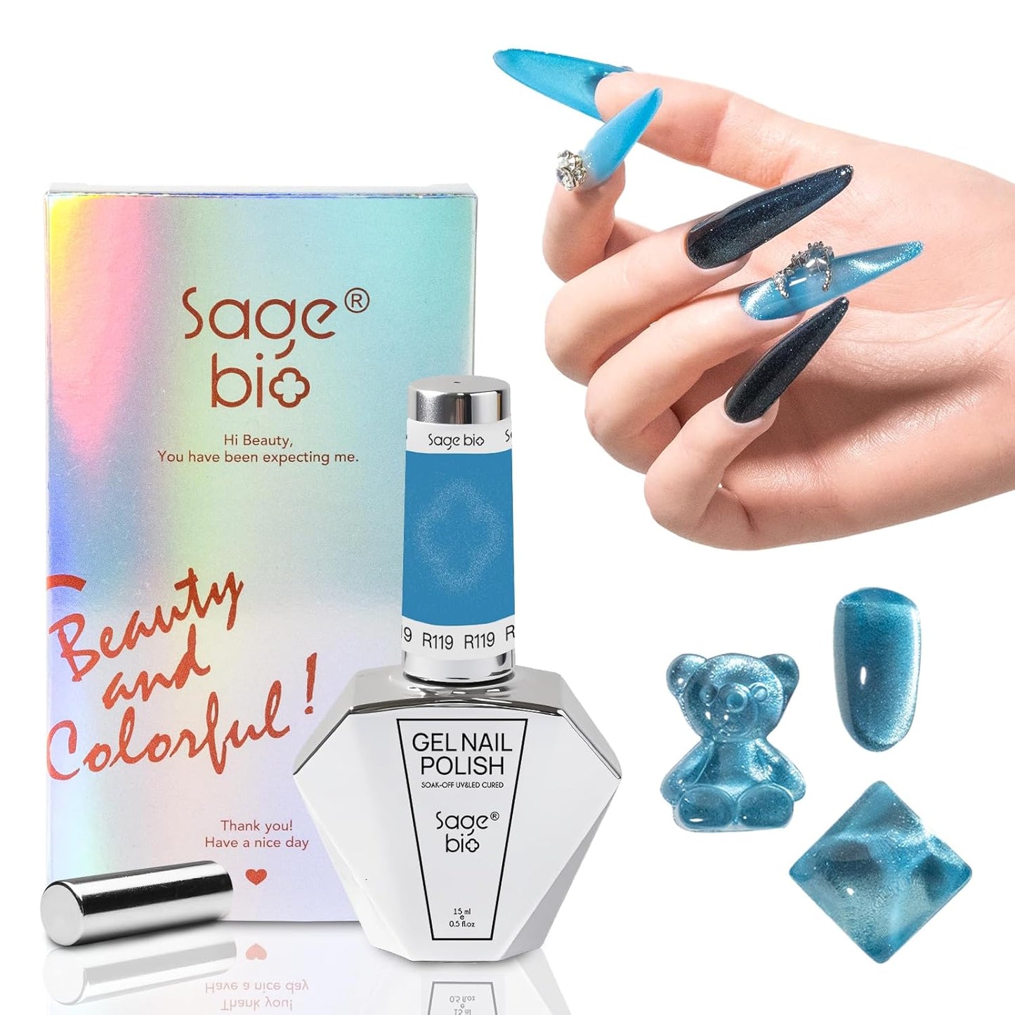 Multifunctional Cat Eye Gel Nail Polish, No Base or Top Coat Required, 15ml, Lasts Up to 4 Weeks, UV/LED Cured, Easy Application, R119