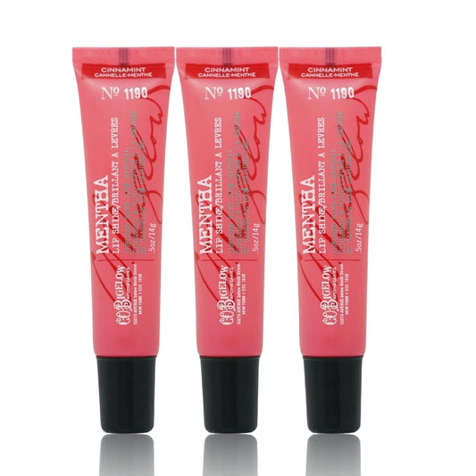 C.O. Bigelow Cinnamint Mentha Lip Shine Balm Tubes, Pack of 3 Bulk Lip Gloss with Cinnamon & Peppermint Oil, High Gloss Shine Finish, 0.5 oz