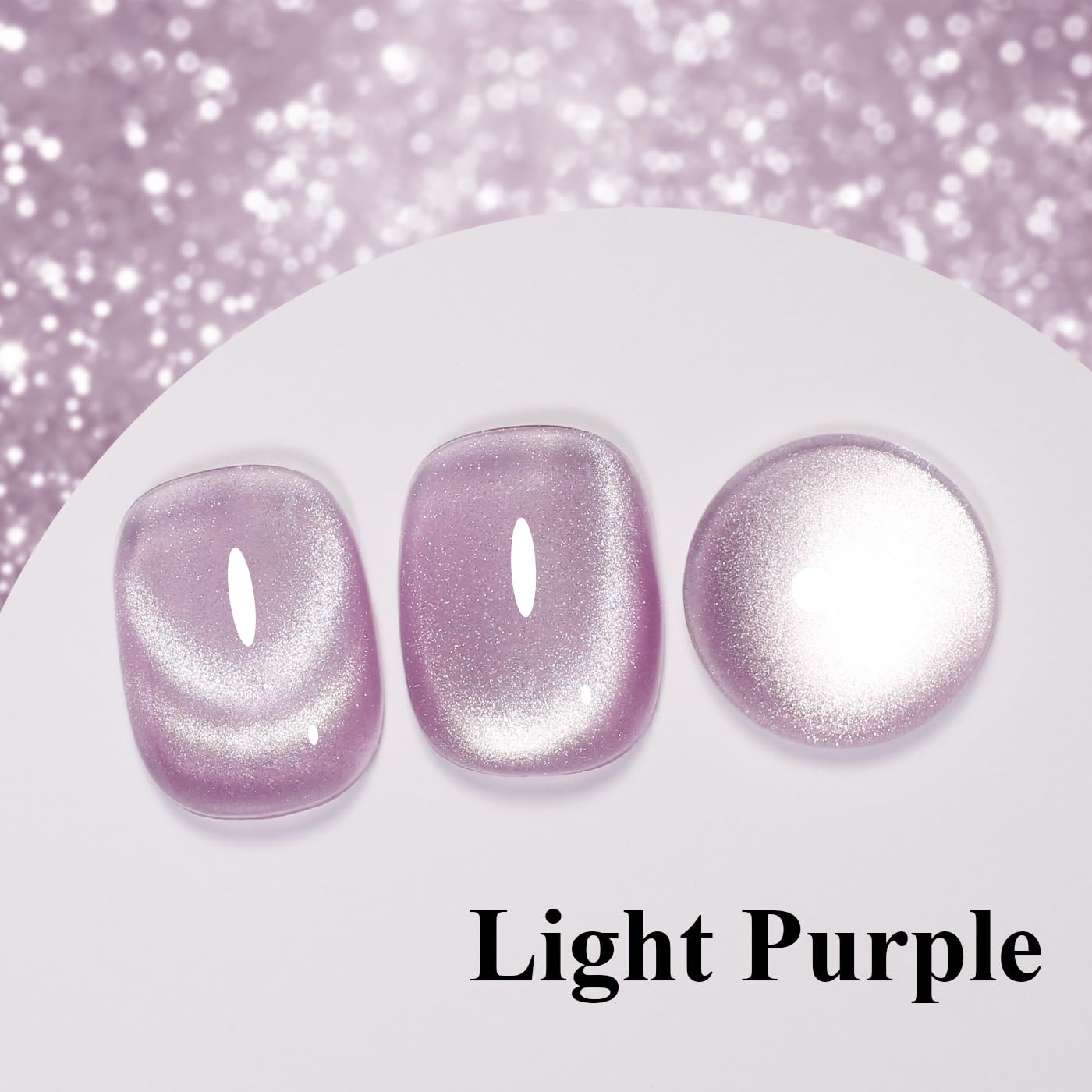 Imtiti Cat Eye Gel Nail Polish, Light Purple Holographic Magnetic Crystal Nail Gel Polish With Magnet Glittery Galaxy Spring Summer Kit Soak Off UV Led 10ML