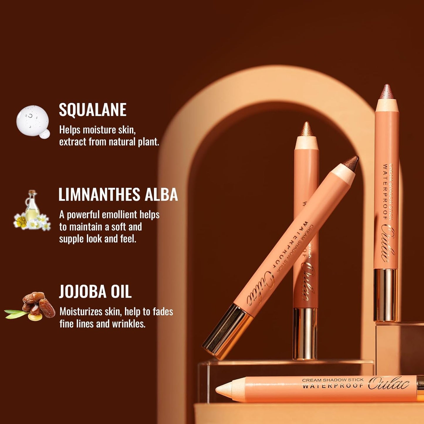 Oulac Silver Glitter Eyeshadow Pencil - Waterproof Eye Shadow Stick Smooth and Long Lasting, Shimmering Glitter Finish, Blendable Eyes Makeup, Vegan & Cruelty-Free 3.8g, (09) Silver Heart