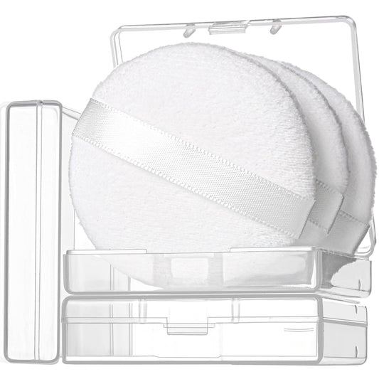 Teenitor 3pcs Setting Powder Puff 2.36 Inch, Soft Applicator for Loose and Pressed Powder, Face Makeup Puff With Cases
