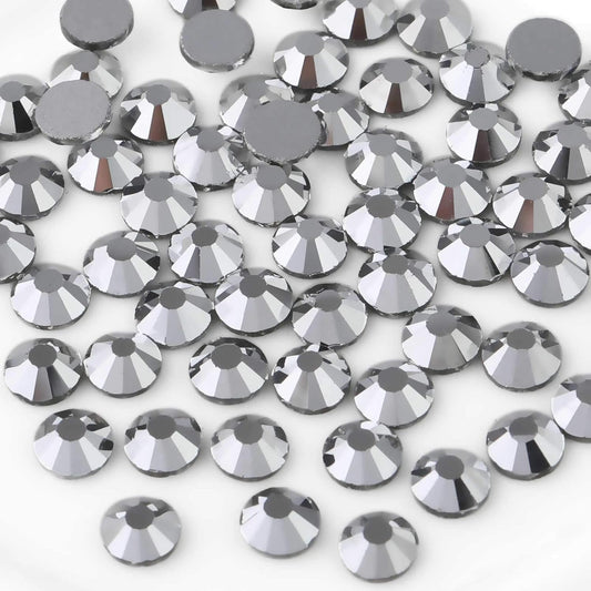 beadsland Flat Back Crystal Rhinestones Round Gems for Nail Art and Craft Glue Fix,Silver Hematite (1.9-2.0mm) SS6/1440pcs