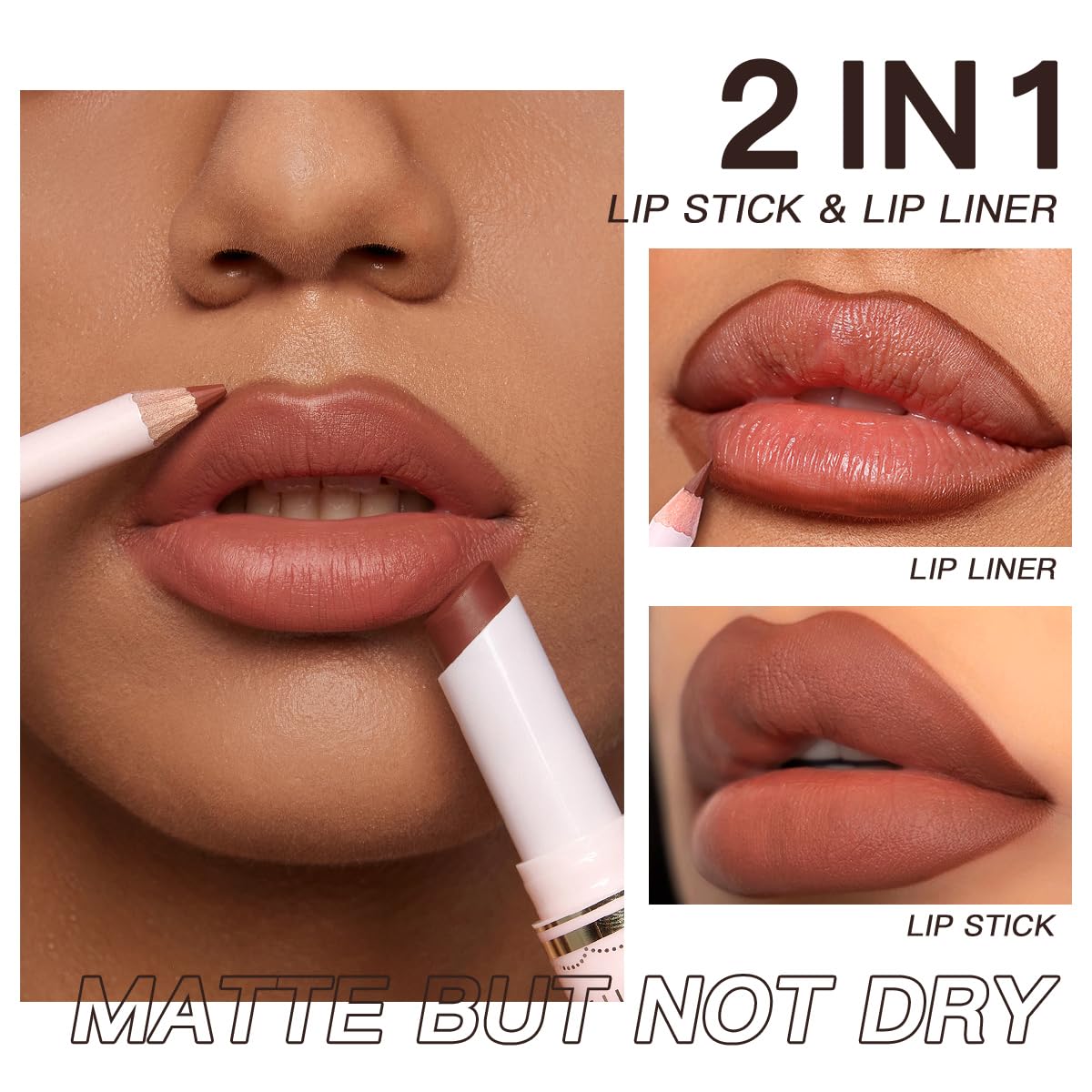 USHAS Lipstick and Lip Liner Combo Set 2 in 1 Waterproof Matte Lipstick pen for Women Lip liner Set Long Lasting with Makeup Set (Y13, Pack of 1)