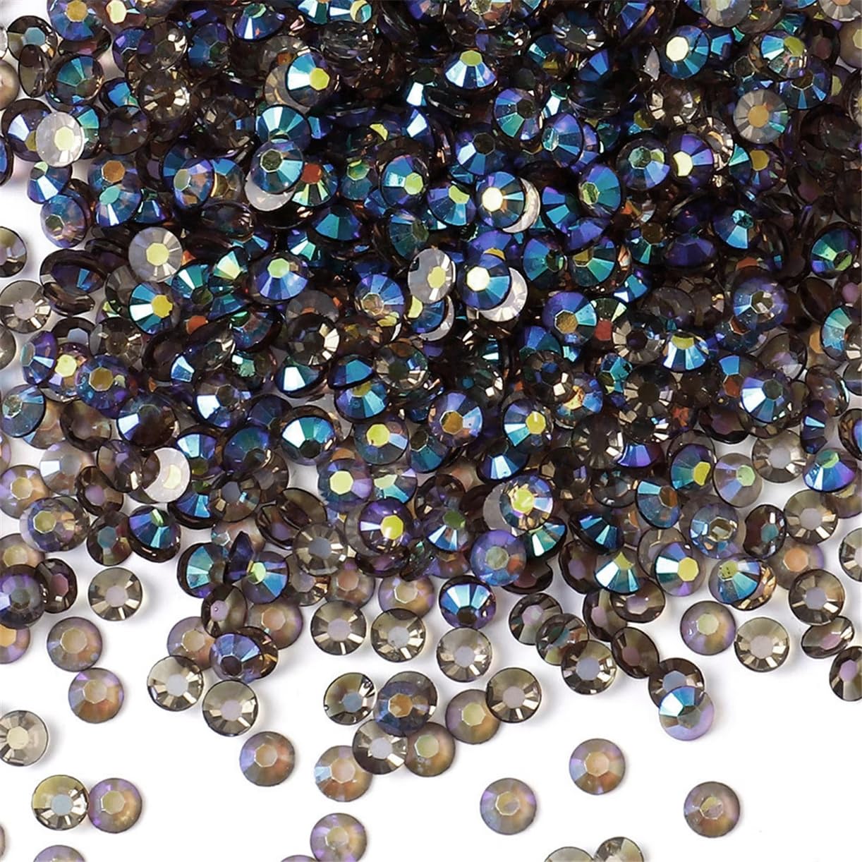 1000 Pieces SS20 5mm Flatback Rhinestones AB Clear Round Gems Crystals for Nail Art DIY Crafts Clothes Shoes Bags （Transparent Light Grey AB）