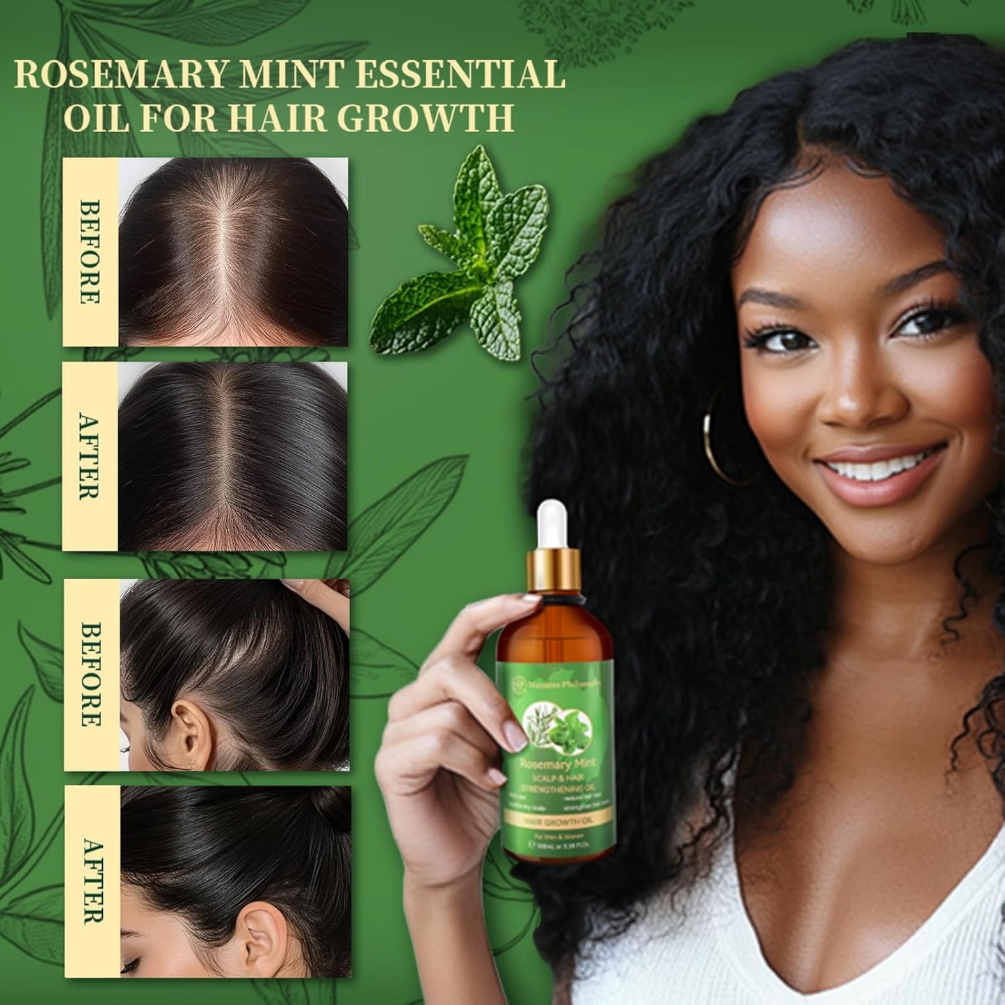 NP NATURES PHILOSOPHY Eyelash Growth Serum & Hair Growth Oil Set, Prostaglandin-Free Peptide Lash Serum and Aussie Rosemary Oil for Hair Growth, Thicker Fuller Lashes & Anti-Hair Loss for Men & Women