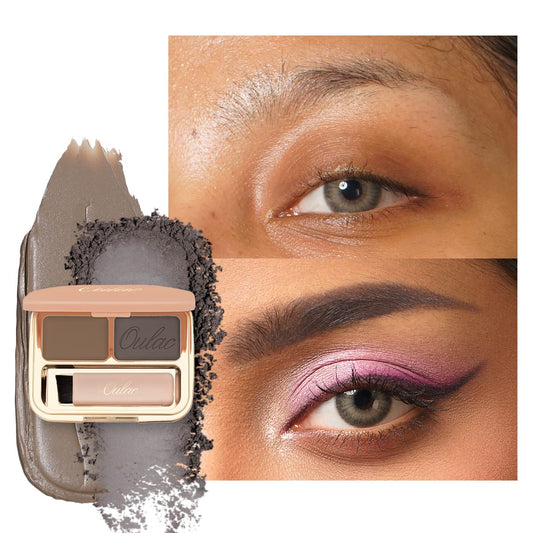 Oulac Waterproof Eyebrow Powder Kit with Brow Brush 2 in1 Long Lasting Instant Eyebrow Pomade & Powder Natural Makeup for Sparse Brows 3.2 g/0.11 oz, (Taupe）